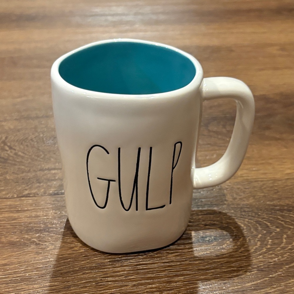 Rae Dunn White and Teal Gulp Mug